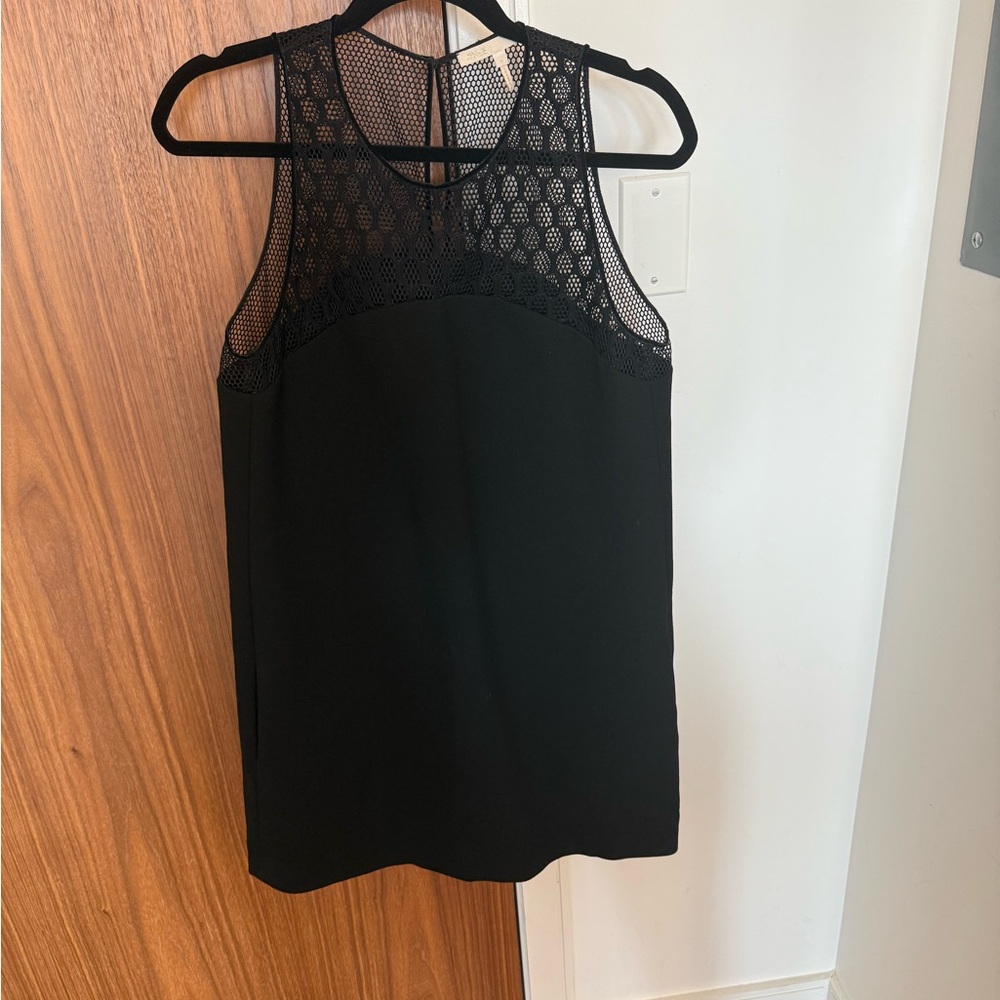 Maje black shift dress with mesh detail